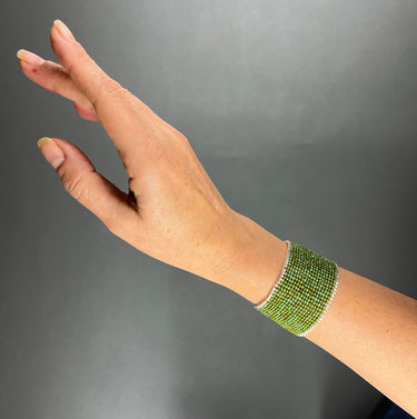 Brazalete Telar Plata Grueso Liso Turquesa T
